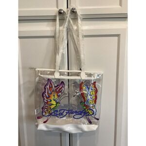 Ed Hardy Butterfly Clear Tote Bag‎ Purse Y2K Beach Bag